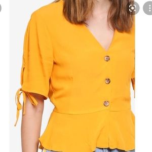 Topshop Short Sleeve Yellow Orange Blouse